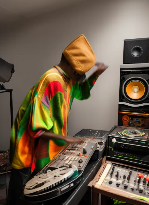 a rasta dj playing in a soundsystem