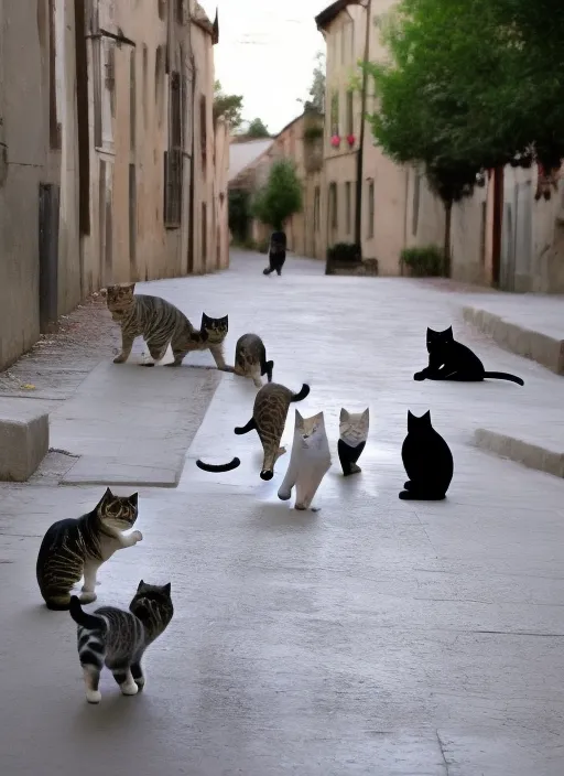 Cats playing in the street