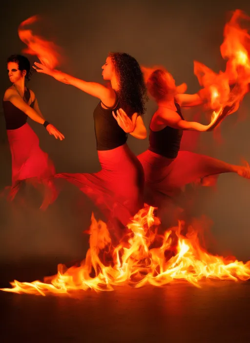 modern dance women in the fire