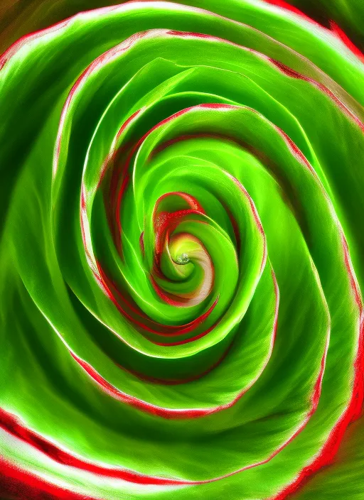 spiral in high definition, with vivid red and green