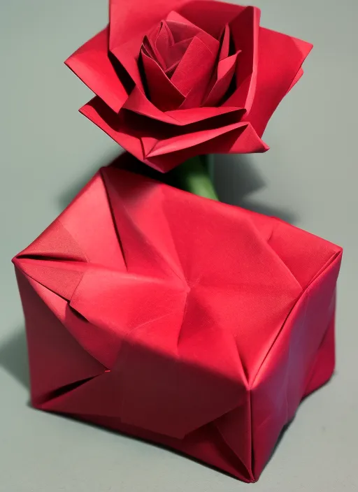 Origami red rose box 

