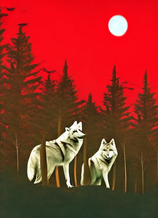 wolf moon trees red