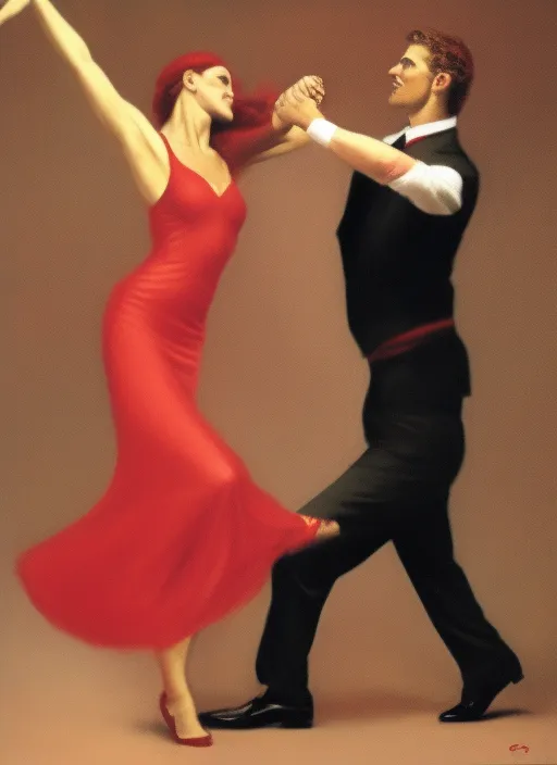 man woman dancing romantic 