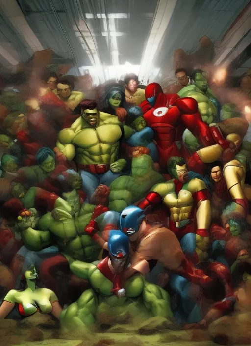 Super, Man, woman, ironman, Hulk, Manhattan, Wolverine, Fight in club