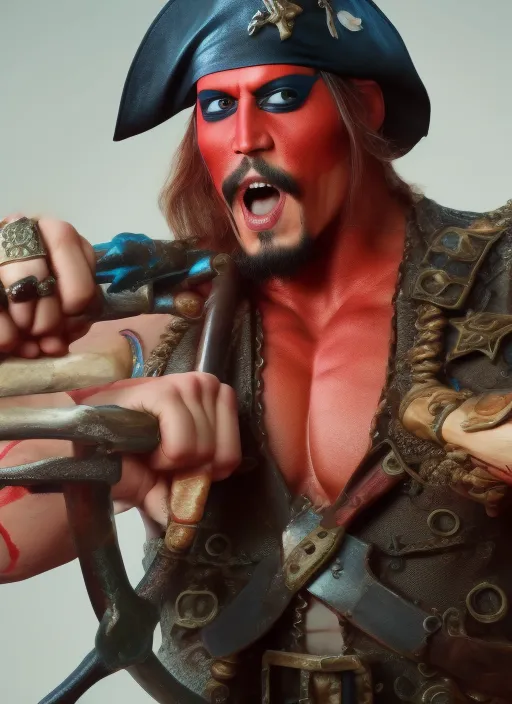 Bodybuilder Jonny Depp pirate, UHD