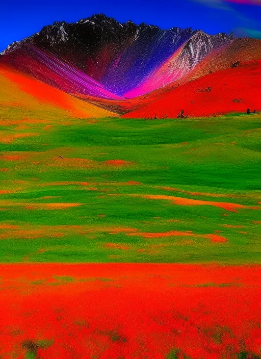 A magical landscape, full of colors, trippy