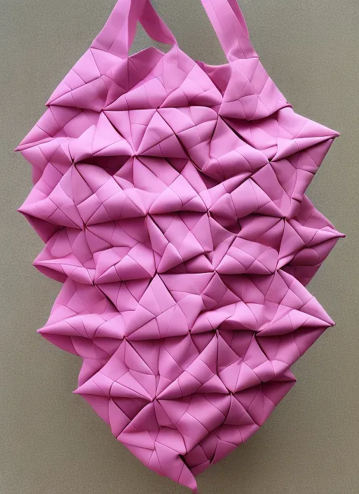 Origami tessellation bag pink symmetrical