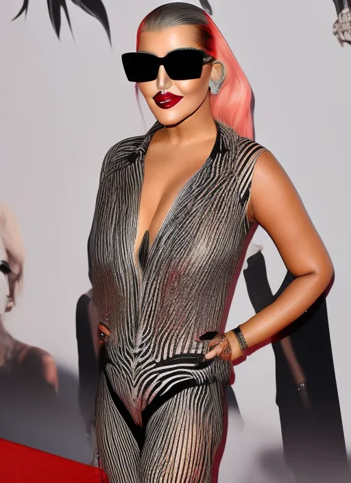 Christina Aguilera Paired Her Sheer Zebra Jumpsuit With Batgirl Sunglasses on the Red Carpet