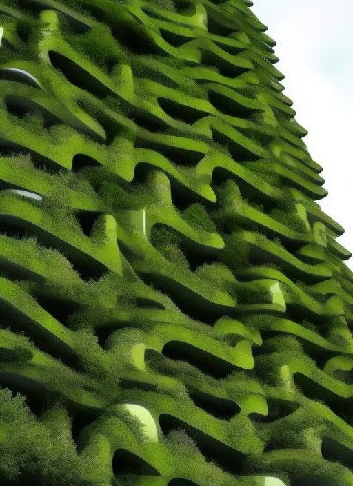 Amazing Parametric tower green walls in the style of Zaha Hadid
