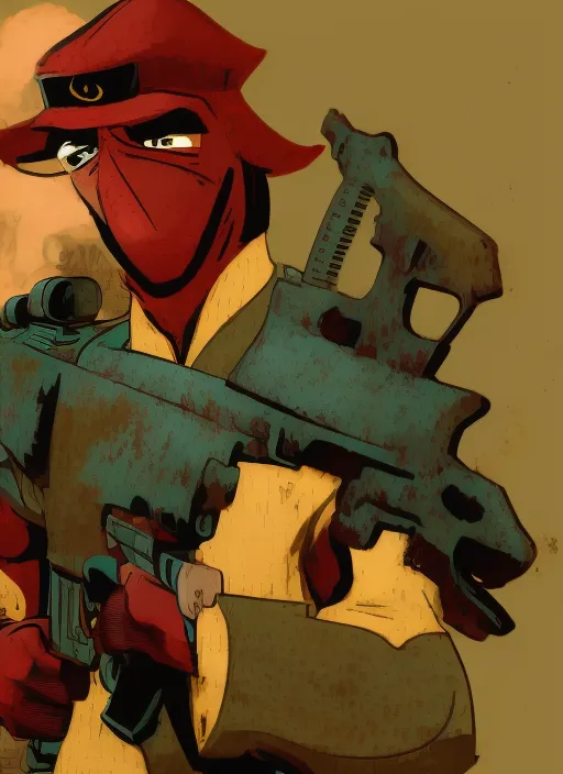 A powerful scooby-doo, with a single large gun and two machine guns, stands guard with a menacing presence.