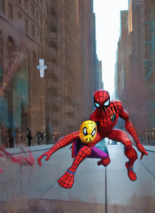 Scooby-Doo and Spider-Man on 5th Avenue in New York