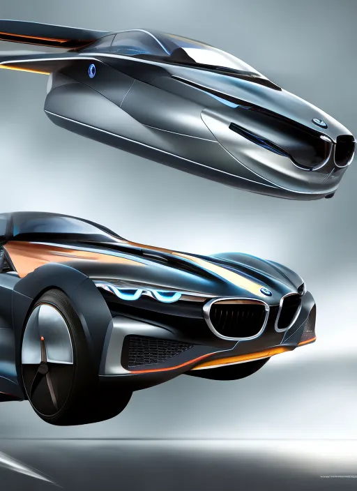 BMW concept flying car, highly detail, digital art