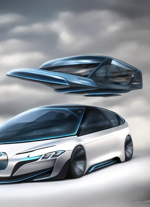 BMW concept flying car, highly detailed, digital art