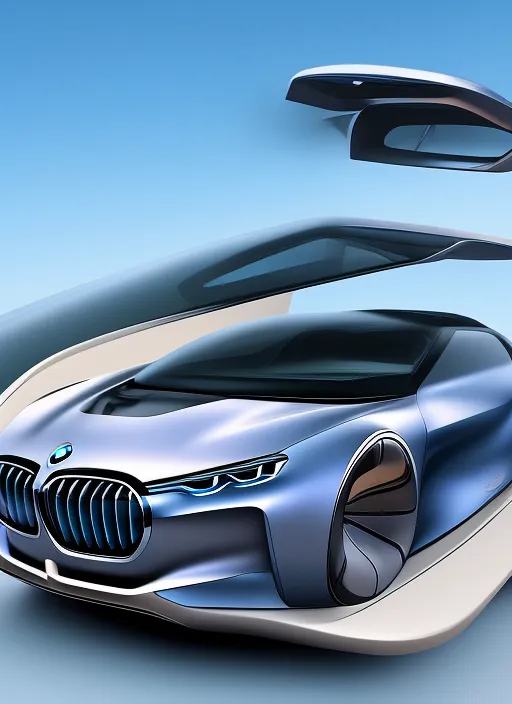 BMW concept flying car, highly detailed, digital art