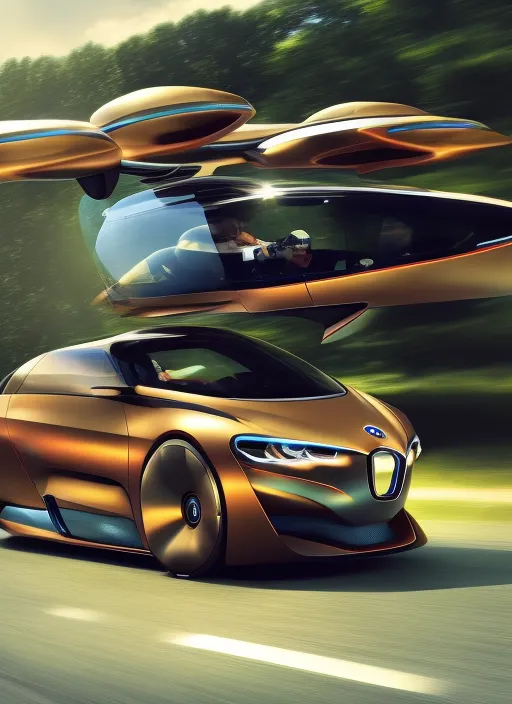 BMW concept flying car, highly detailed, digital art