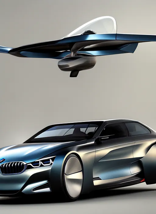 BMW concept flying car, highly detailed, digital art