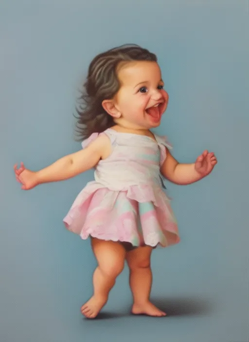 cheerful, dancing baby, girl,very cute. Realistic, highly detailed, artsation style