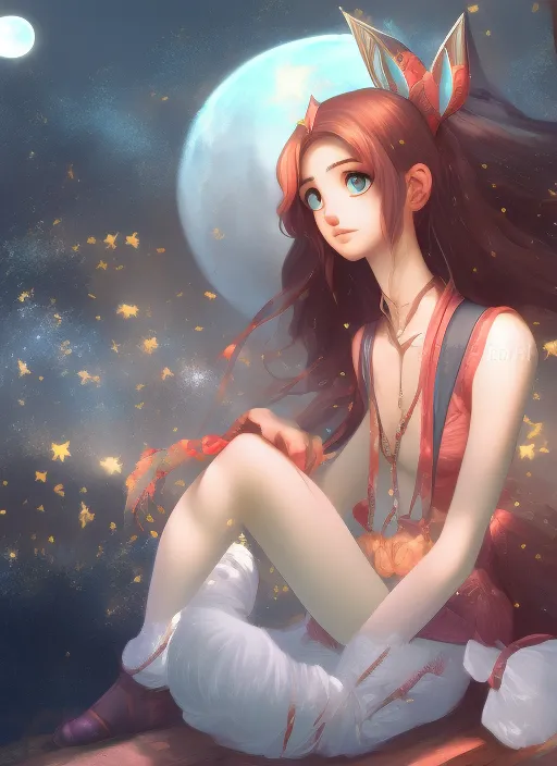 Beautiful girl in moon