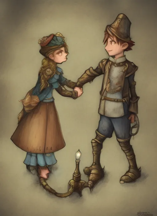 A girl holding a boy's hand 