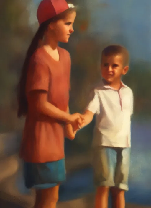 A girl holding a boy's hand 