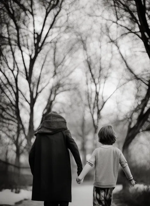 A girl holding a boy's hand  