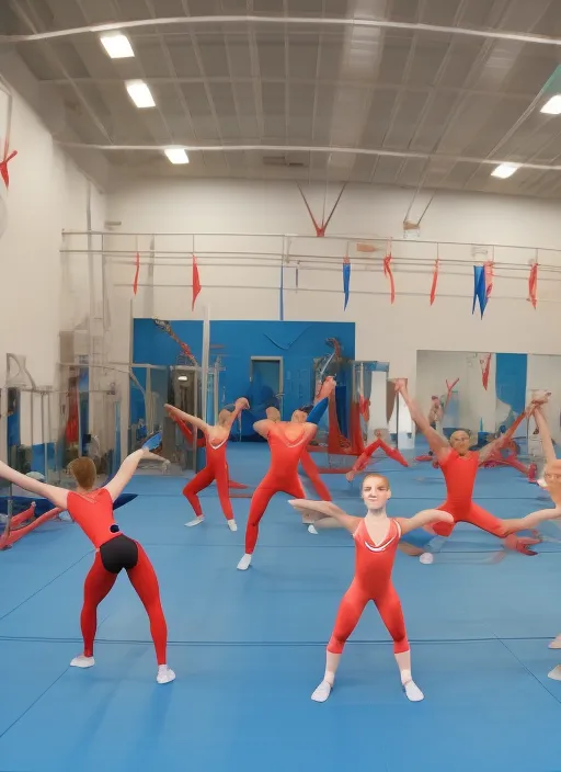 gymnast athletes doing exercises in the gym