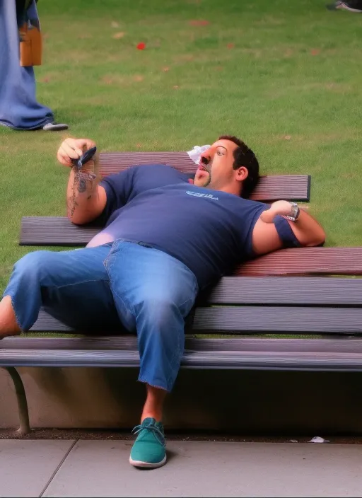 adam sandler sleeps in a park of manhatten