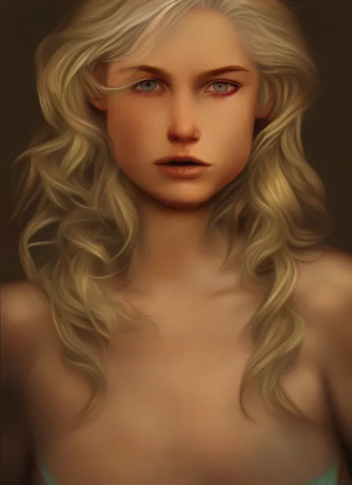 Clara Crawford, a photorealistic beautiful woman, with light hair, a full body, cover, hyperdetailed painting, luminism, Bar lighting, complex, 