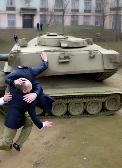 putin hugs a tank