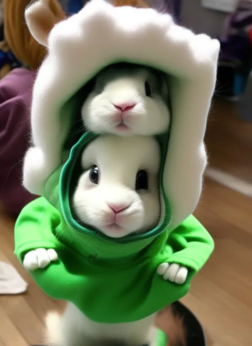 an alien in a bunny hat