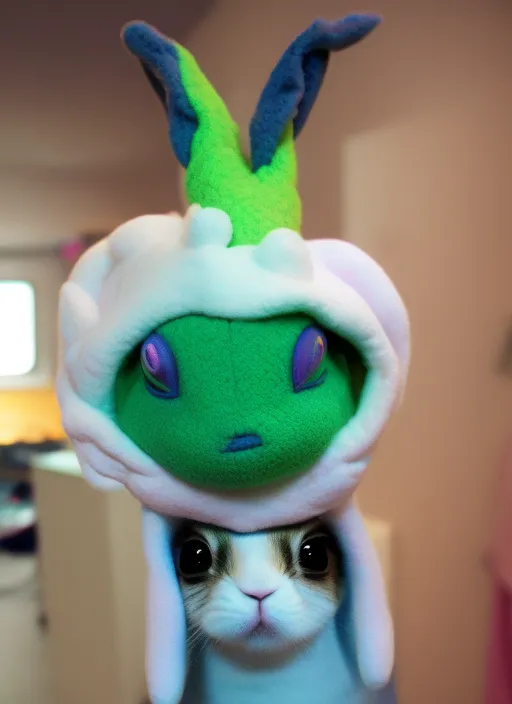 an alien in a bunny hat
