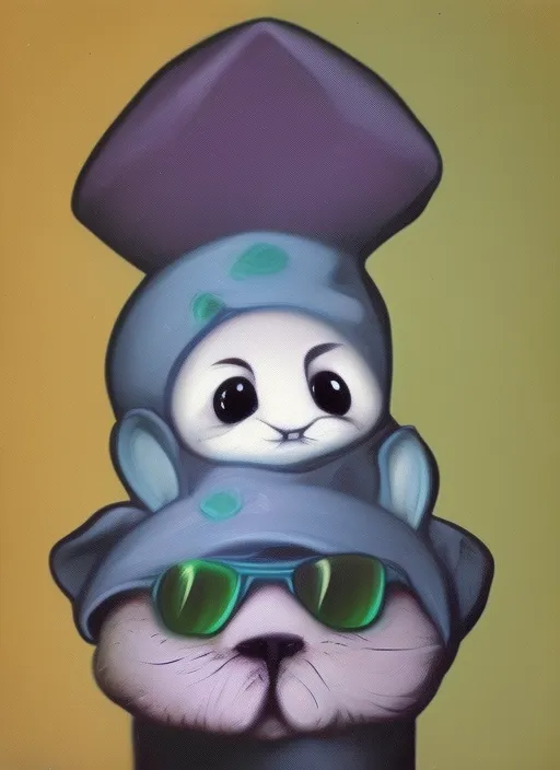 an alien from space in a bunny hat