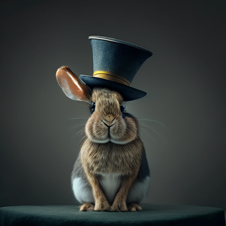 a rabbit wearing a tall hat