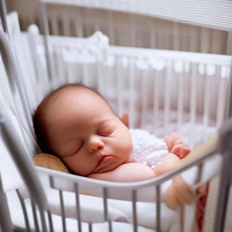 a baby sleeping peacefully in a crib