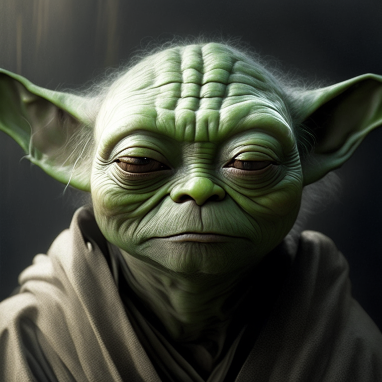 a headshot of Yoda, looking calm and serene