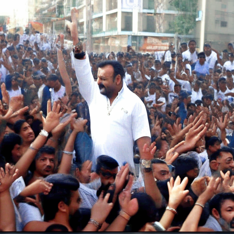Sanjay Dutt waving at a crowd