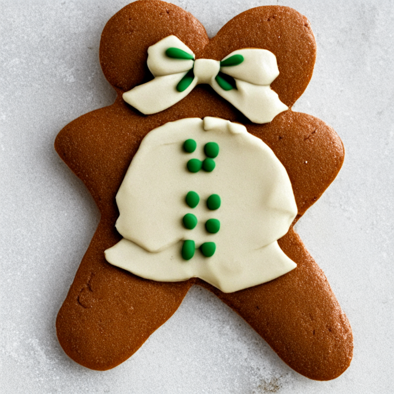 a gingerbread man cookie with a bow tie