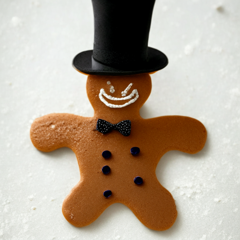 a gingerbread man cookie with a top hat