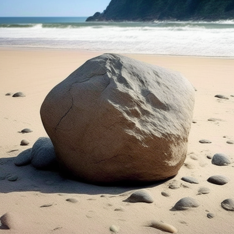 a rock on a beach that looks like Dwayne Johnson