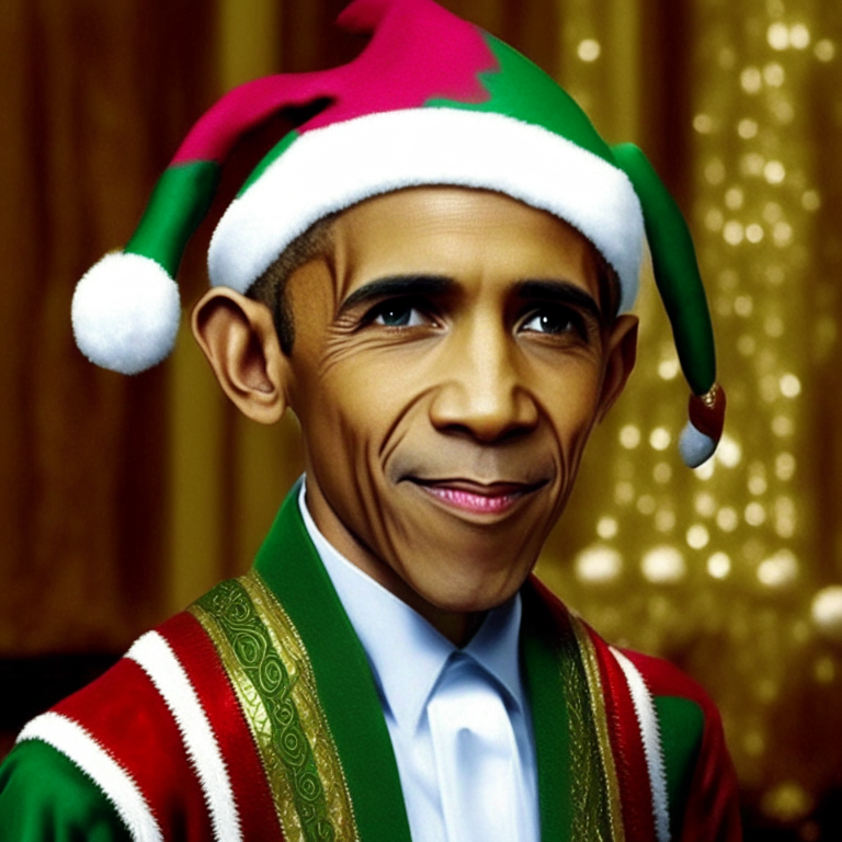 Barack Obama dressed as an elf