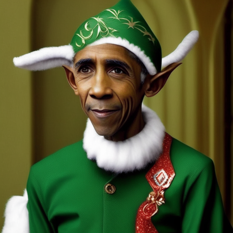 Barack Obama dressed as an elf