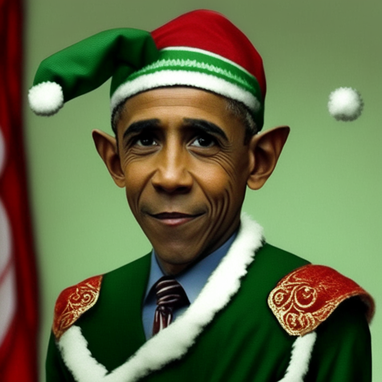 Barack Obama dressed as an elf