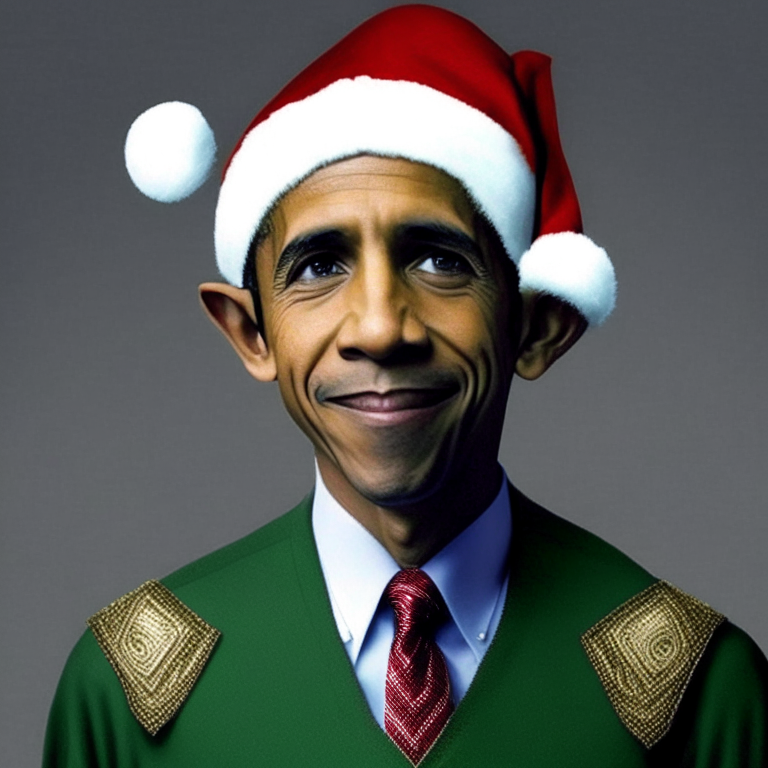 Barack Obama dressed as an elf