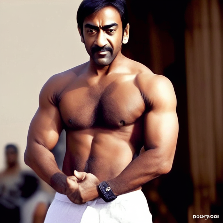 Ajay Devgan showing off his muscles
