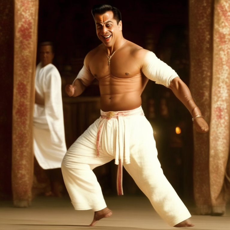 Salman Khan dancing in a dhoti