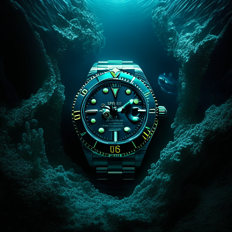 a Rolex Submariner watch in the Mariana Trench