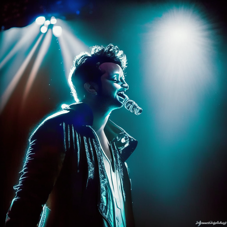 Atif Aslam singing passionately on stage, with a spotlight shining on him
