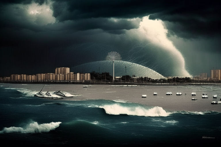 Puerto Olimpico de Barcelona with a big storm