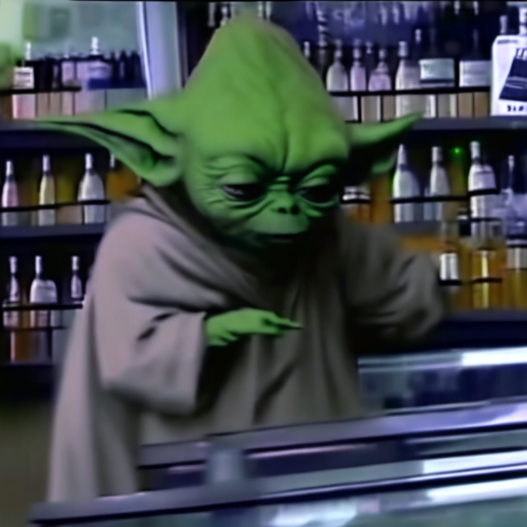 CCTV footage of Yoda robbing a liquor store