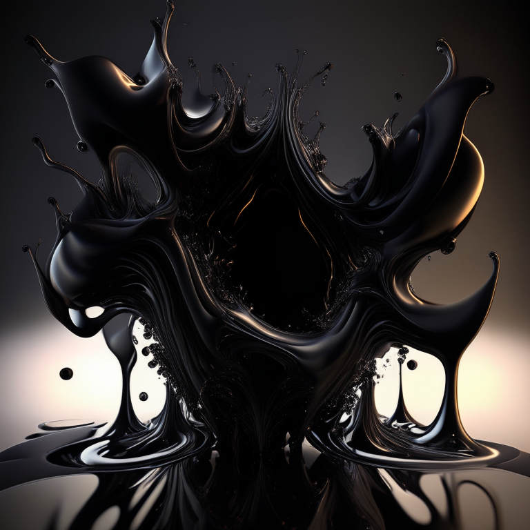 Freeform ferrofluids, beautiful dark chaos, swirling black frequency